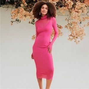 AFRM Pink Turtle Neck Dress See Thru